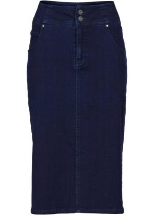 Мода больших размеров: юбка-стретч длиной миди (черный «потертый») bonprix. Цвет: черный «потертый»