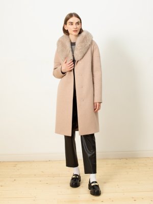 Пальто зимнее с мембраной и меховым воротником Pompa. Цвет: розовый