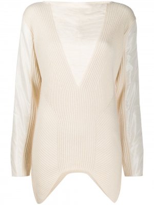 Блузка с длинными рукавами и вставками в рубчик Gianfranco Ferré Pre-Owned. Цвет: белый