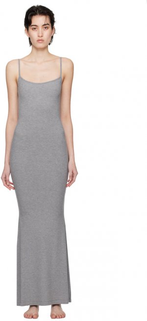 Серое длинное платье-комбинация Soft Lounge , цвет Heather grey Skims