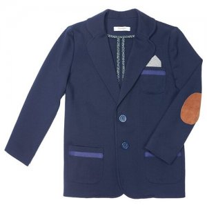 Синий школьный пиджак с заплатками для мальчика 152 Leya.me. Цвет: синий