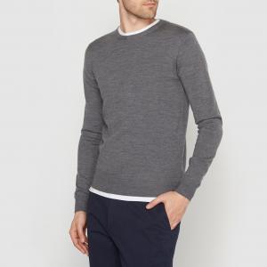Пуловер из шерсти мериноса, с круглым вырезом R essentiel. Цвет: красно-фиолетовый,серый меланж,черный