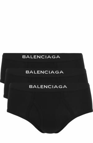 Комплект из трех хлопковых хипсов с широкой резинкой Balenciaga. Цвет: черный