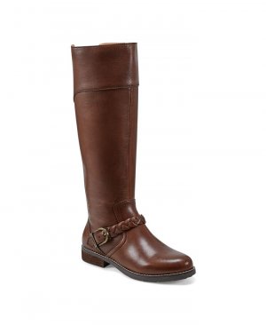 Женские повседневные ботинки до голени с круглым носком и высоким голенищем Mira, стандартные размеры , цвет Medium Brown Leather Earth