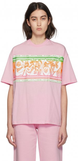 Розовая футболка с надписью Crazy Letter Label Opening Ceremony