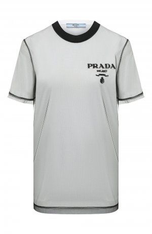 Хлопковая футболка Prada. Цвет: чёрно-белый
