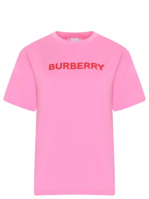 Футболка хлопковая BURBERRY. Цвет: розовый