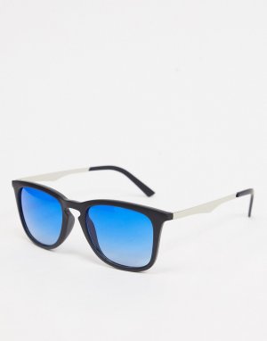 Черные солнцезащитные очки с синими линзами-Черный цвет AJ Morgan