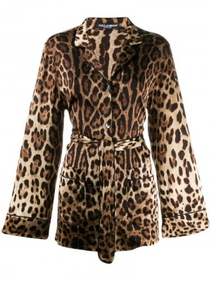 Пижамная рубашка с леопардовым принтом Dolce & Gabbana