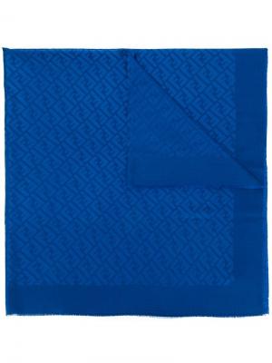 Жаккардовый платок с логотипом Fendi. Цвет: синий
