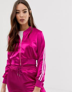Атласная куртка Club L. Цвет: розовый
