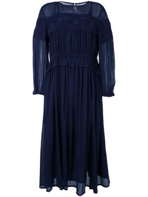Платье миди с оборками Muveil. Цвет: синий