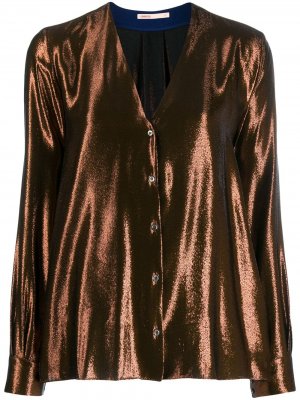 Блузка с длинными рукавами и V-образным вырезом Indress. Цвет: коричневый