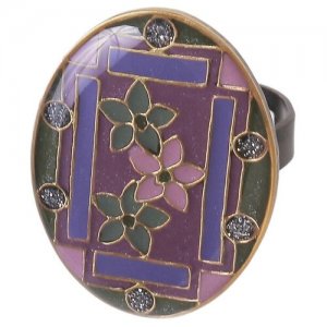 Кольцо , эмаль, фиолетовый, серебряный Clara Bijoux. Цвет: фиолетовый/серебристый