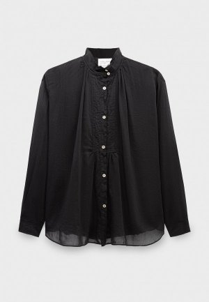 Рубашка Forte cotton silk voile bohemien tuxedo shirt noir. Цвет: черный
