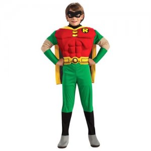 Карнавальный костюм Rubies Cупергерой Робин с мускулами RUBIE'S. Цвет: зеленый/красный