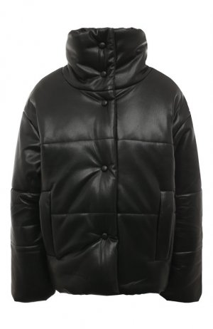 Утепленная куртка из экокожи Nanushka. Цвет: чёрный