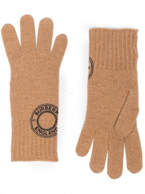 Кашемировые перчатки с логотипом Burberry. Цвет: бежевый