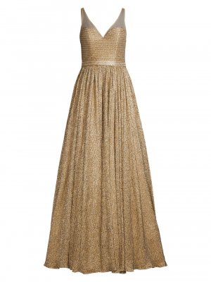 Расклешенное платье металлизированной вязки Illusion , золотой Basix