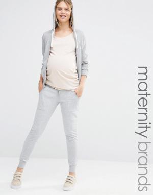 Леггинсы для беременных в стиле casual с манжетами Bluebelle Maternity. Цвет: серый