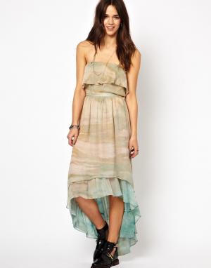 Шелковое платье макси с асимметричным подолом Carine Gypsy 05. Цвет: песок