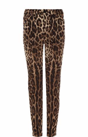 Вельветовые джинсы-скинни с леопардовым принтом Dolce & Gabbana. Цвет: леопардовый