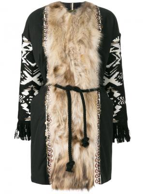Куртка с отделкой из меха енота Alessandra Chamonix. Цвет: чёрный