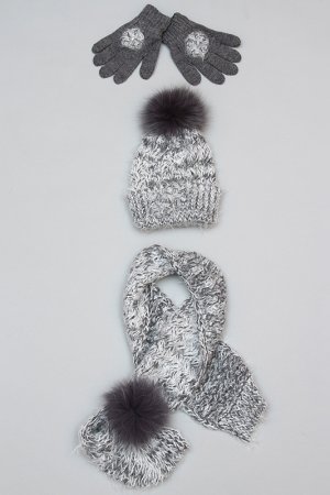 Комплект шапка,шарф,перчатки Joli Bebe. Цвет: серый