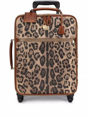 Medium leopard-print Crespo trolley suitcase Dolce & Gabbana. Цвет: коричневый