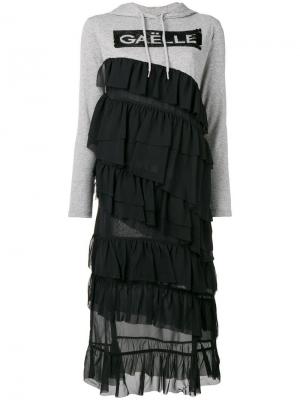 Платье-худи с завязками Gaelle Bonheur. Цвет: черный