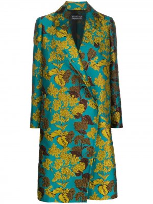 Жаккардовое пальто с цветочным узором Gianluca Capannolo. Цвет: синий