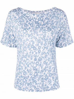 Leopard-print linen T-shirt Le Tricot Perugia. Цвет: синий