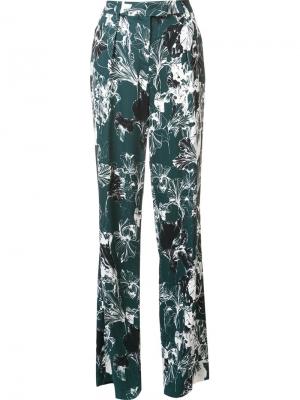 Прямые брюки с цветочным рисунком Emanuel Ungaro. Цвет: зелёный