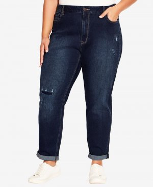 Рваные джинсы для девушек больших размеров , синий Avenue