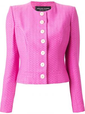 Полосатый пиджак с узором шеврон Jean Louis Scherrer Vintage. Цвет: розовый и фиолетовый
