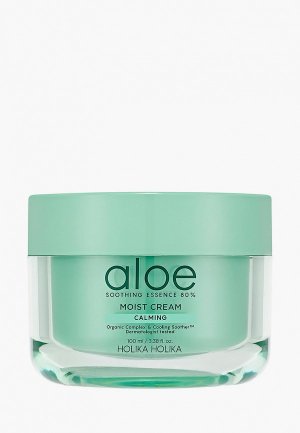 Крем для лица Holika Aloe Soothing Essence 80% Moist Cream Calming, 100 мл.. Цвет: зеленый