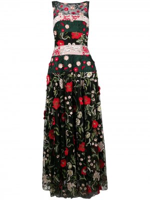 Длинное платье с цветочной вышивкой Talbot Runhof. Цвет: черный