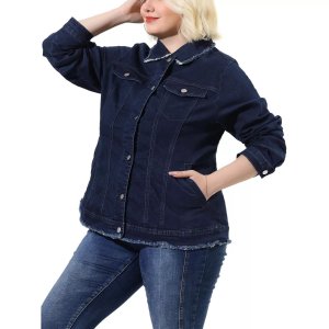 Женская короткая джинсовая куртка больших размеров на пуговицах груди с карманом Agnes Orinda