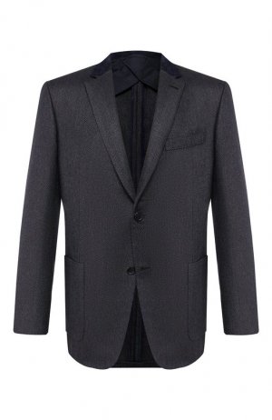 Пиджак из смеси шелка и кашемира Brioni. Цвет: синий