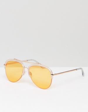 Солнцезащитные очки в прозрачной оправе со стеклами персикового цвета South Beach. Цвет: оранжевый