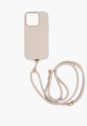 Чехол для iPhone Uniq 15 Pro, COEHL Creme с MagSafe, силиконовый soft-touch, шнурком на шею. Цвет: бежевый