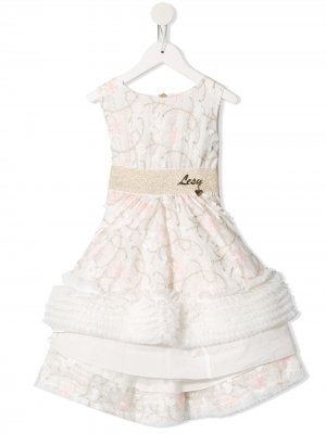 Расклешенное платье мини с вышивкой Lesy. Цвет: белый