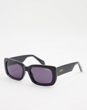 Узкие прямоугольные солнцезащитные очки унисекс в черной оправе Quay X Maluma Yada Yada-Черный Australia