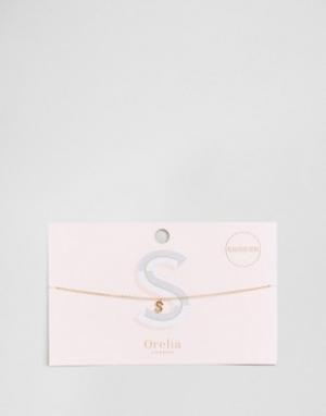 Ожерелье-чокер из цепочки с подвеской в виде буквы S Orelia. Цвет: золотой