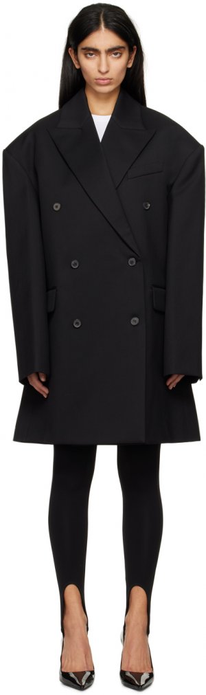 Черное двубортное пальто , цвет Black Wardrobe.Nyc
