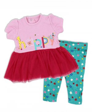 Платье-пачка Happy с короткими рукавами и леггинсы для маленьких девочек, комплект из 2 предметов , мультиколор Lily & Jack