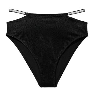 Плавки бикини Victoria's Secret Swim Shine Strap High-Waist Cheeky, черный Victoria's. Цвет: черный