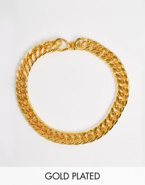 Ожерелье-цепочка под горло с покрытием из 24-каратного золота Mordekai. Цвет: золотой