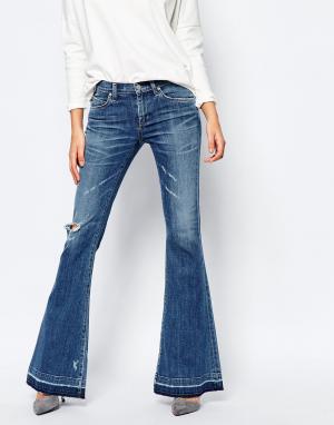 Состаренные расклешенные джинсы в стиле ретро с необработанной кромкой A-Gold-E