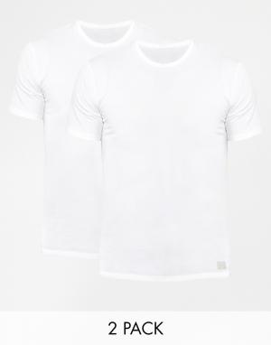 Комплект из 2 футболок с круглым вырезом Calvin Klein. Цвет: белый